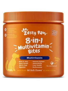 Zesty Paws Peanut Butter Soft Chews 8-in-1 Multivitamin Bites for Dogs